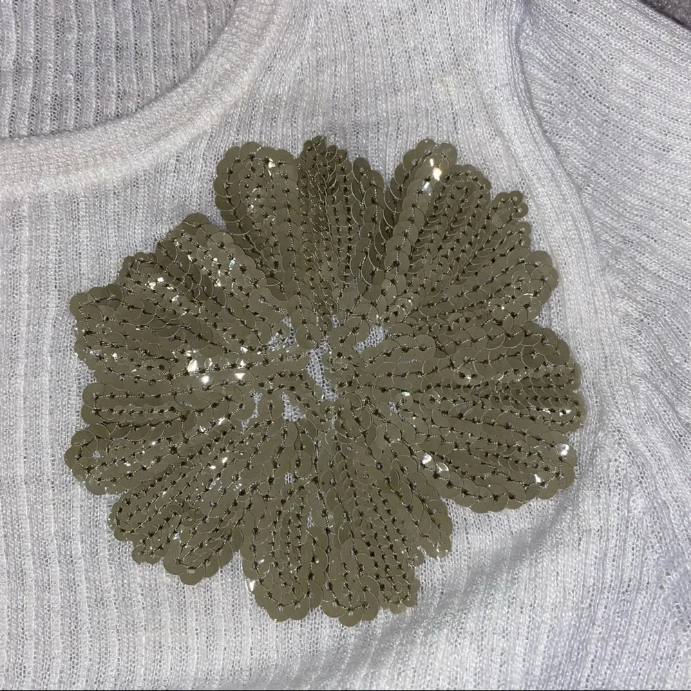 NWOT J.Crew Ribbed Sweater with Flower Sequin Detail - Picture 5 of 7